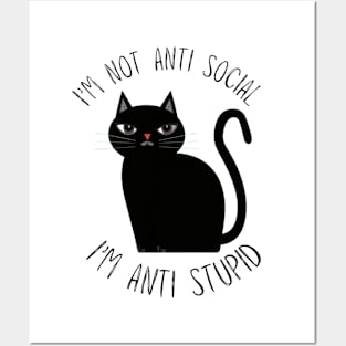 Anti Social & Stupid Cat Posters and Art